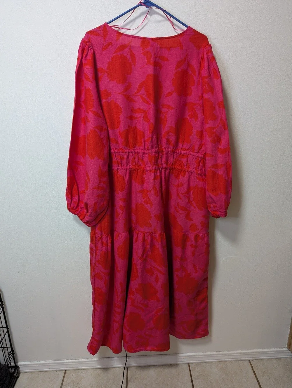 Kate Spade for Target Women's Hot Pink & Red Floral V-Neck Midi Dress